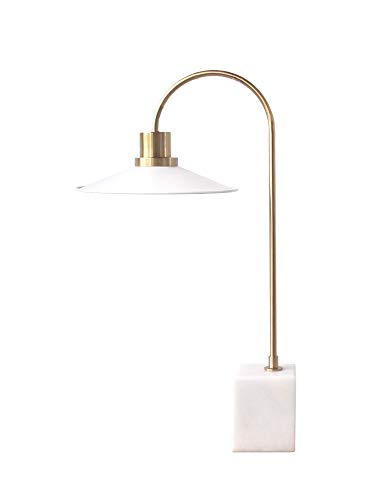 Urbanest Vincent Table Lamp, 23 1/2-Inch Tall, White With Burnished Brass And White Marble Base #TOP21