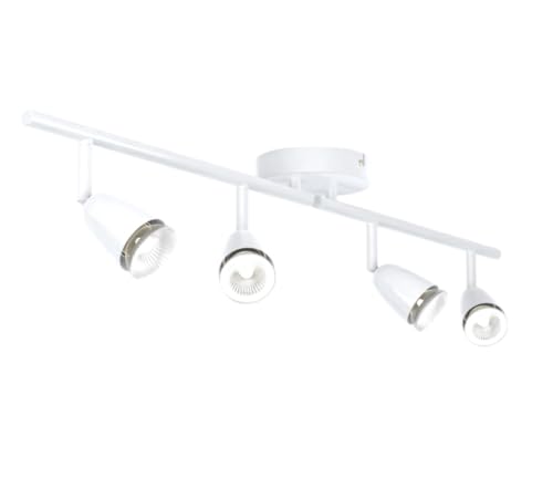 National Lighting Led Celing Lights Rotatable, 4 Way Ceiling Spolights, Gloss White Finish, for Living Room, Kitchen, Bedroom, GU10 Led Compatible