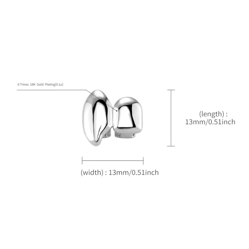 Set de 3 grillz para dientes chapados en oro 14K estilo hip hop miniatura 3