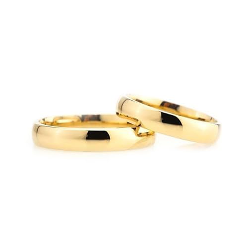 Ensemble de bagues de mariage de 4 mm, plaqué or 14 carats, ensemble de bagues de mariage assorties pour Couple, personnalisé, ensemble de bagues de mariage en argent pour hommes et femmes