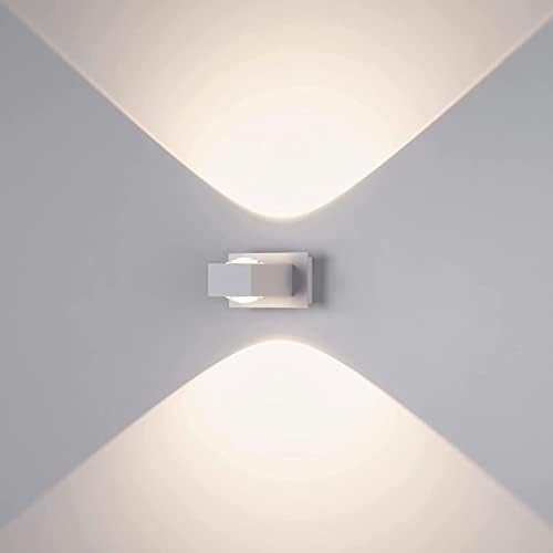 Tubicen LED Wall Light Indoor, Modern Wall Wash Lights 8W Warm White Up and Down Wall Lamp for Living Room, Bedroom, Hallway, Stairs (White)
