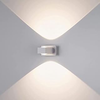 Tubicen LED Wall Light Indoor, Modern Wall Wash Lights 8W Warm White Up and Down Wall Lamp for Living Room, Bedroom, Hallway, Stairs (White)