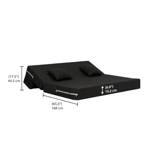Image of Foldable Four Seater Sofa Bed 6 X 6 Ft Jute Fabric Washable Cover Sofa Cum Bed with Cushions Convertible Sofa Bed for Home (Black Color - Pre-Assembled)