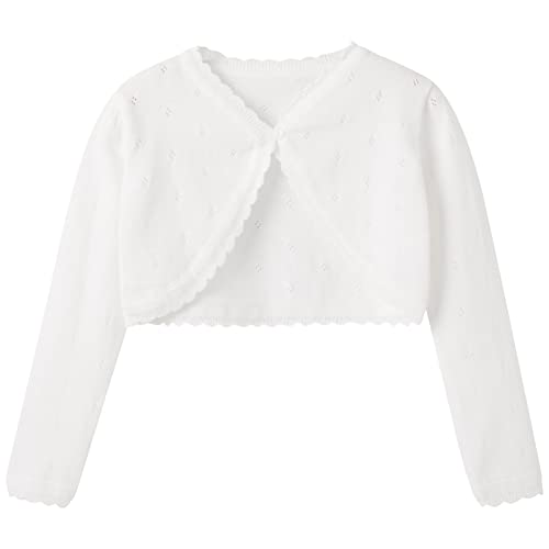 Pureborn Baby Toddler Girls Cardigan Little Girl's Long Sleeve Bolero Shrug Cover Up 2T White #TOP21