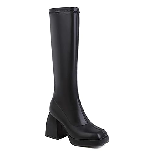 Botas de cano alto femininas cano alto bota bico fino vestido de casamento sapatos com salto grosso bloco grosso botas de salto alto escarpim para mulheres