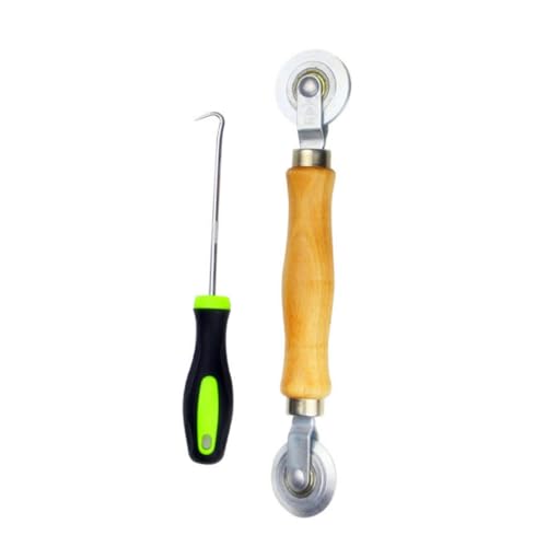 POPETPOP 2 piezas Herramienta Rodillo para Mosquiteras Doble Rueda y Gancho para Instalación Pantallas Ventanas Accesorio Resistente y Fácil Uso