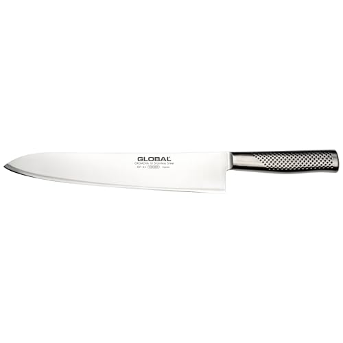 Global 11 inch Forged Heavyweight Chef's Knife, Japanese Stainless Steel, Razor-Sharp Edge, Made in Japan, GF-34