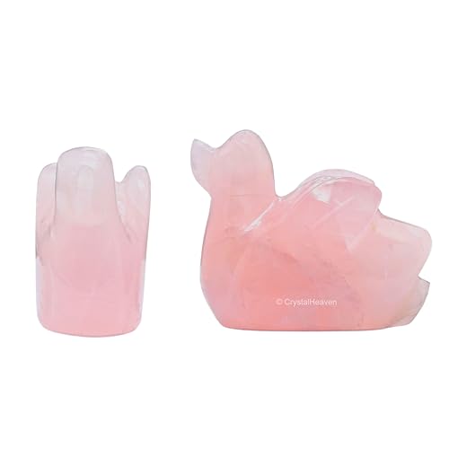 Image of Mandarin Ducks Pair for Love - Rose Quartz Crystal Ducks for Vastu, Pooja, Meditation, Yoga and Room Office Home Decor (150-200 Gram, Rose Quartz)