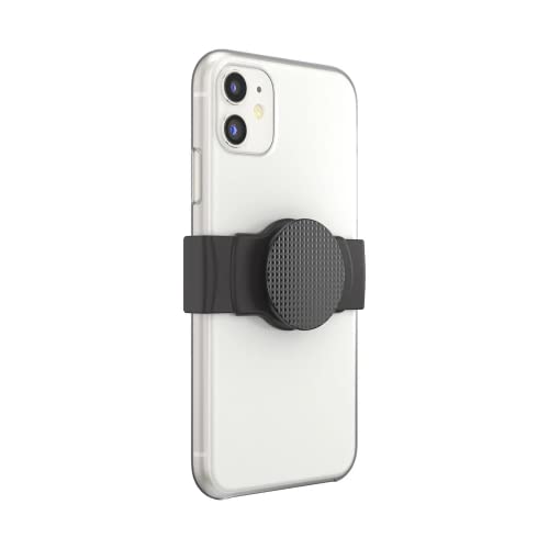 PopSockets: Agarre y Soporte Móvil PopGrip Slide Stretch sin Adhesivo con Bordes Cuadrados y Top Intercambiable - Compatible con la mayoría de smartphoness - Black Knurled Texture