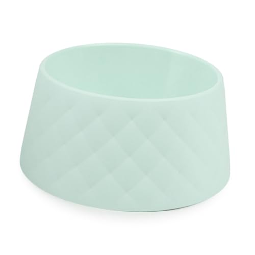 YARNOW 2個プラスチック製ペットボウル 犬 猫用 食器 おしゃれリボンデコ付き グリーンカラー 滑り止め設計 小型 中型対応 食洗機対応