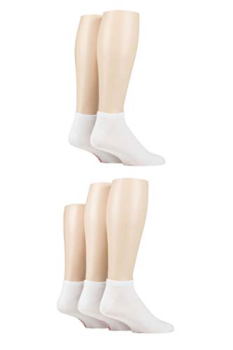 SockShop Mens Bamboo Striped and Plain Trainer Socks Pack of 5 (White, 7-11)