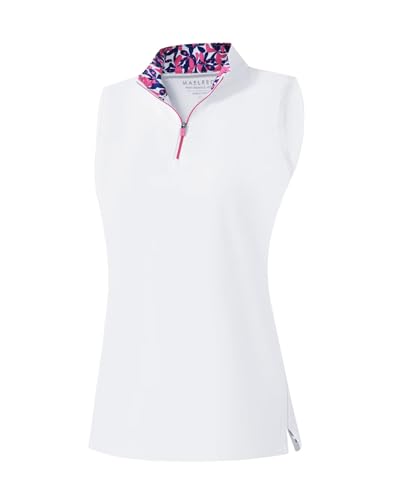 M MAELREG Womens Sleeveless Golf Shirts Quarter Zip Lightweight Collared Tennis Polo Shirts Moisture Wicking White