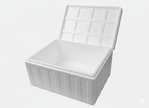 Image of Thermocol Ice Box 55 Litre - Premium EPS Insulated Cooler for Fish Transport, Dairy, Beverages & Cold Supply Chain
