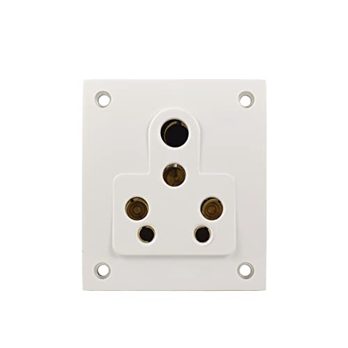 Image of Star 6 /16A 6 Pin Non Modular Electrical Multi Socket, White Colour,Polycarbonate Body, Porcelain Back,Heavy Duty,Suitable for Home & Office Use with Mounting Screws (5)