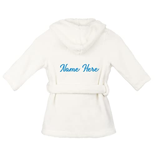 OXYEFEI Albornoz Niños,Nombre Bordado Personalizado,Albornoz Niña y Chico 1-12Años,Regalo de Cumpleaños de Navidad Creativo (Blanco)
