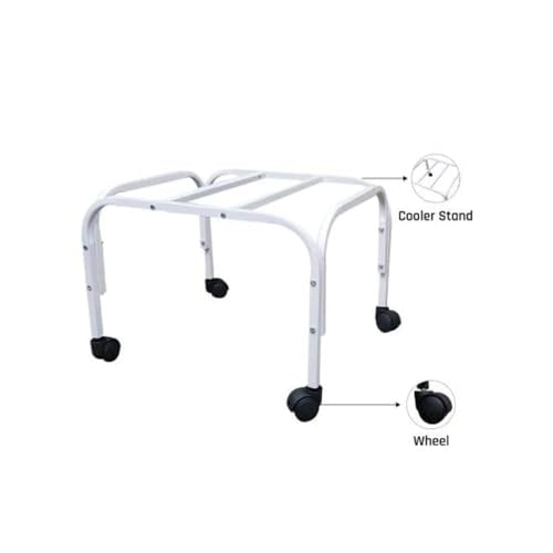 Image of Mumma's LIFE Heavy-Duty Cooler Stand with Wheels | Metal Trolley for Home & Outdoor | Rust-Resistant Black Finish | 360 Rotating Wheels | 100kg Load Capacity | Cooler Movable Stand (PureWhite)