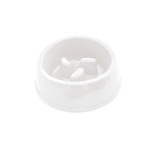 Petifam メラミン早食い防止ボウル スローボウル ダイエット食器 スローフィーダーボウル ゆっくり食べる ペット用食器 食洗機対応 吐き戻し防止 ホワイト (M)