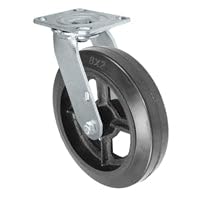 8" x 2" Inch Swivel Caster - Mold-On Rubber Wheel - 600 Lbs Capacity