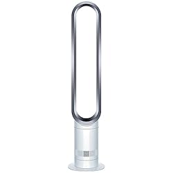 Ventilador Dyson Outlet Dyson Cool AM07 - Ventilador con mando a distancia de 100 cm, temporizador de 9 horas, silencioso, color blanco/plateado, ahorro de energía, ventilador de pie para dormitorio, volumen 48 dB, 10