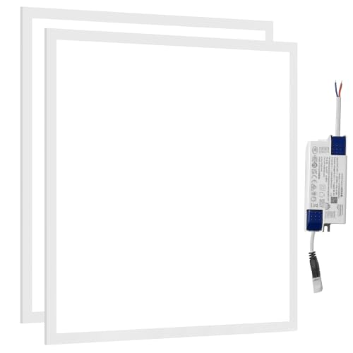 Image of LES FLEURS Square Led Panel Lights 600 x 600 mm, 4000K Natural Light Recessed Office Ceiling Panel Down Light, 35W 4000 Lumen Commercial Flat Backlit Fixture (2 Packs)