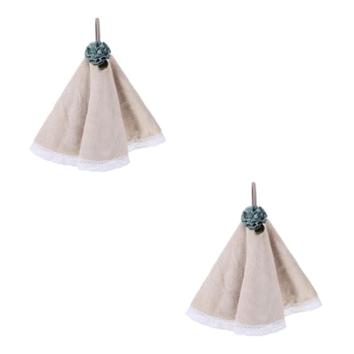 Ciieeo 2 Serviettes À Main Rondes Essuie-Main Rond À Suspendre Polaire Corail Absorbante Essuie-Mains À Séchage Rapide Lavable pour Cuisine Et Salle De Bain 19.69 X 19.69 X 0.16 in