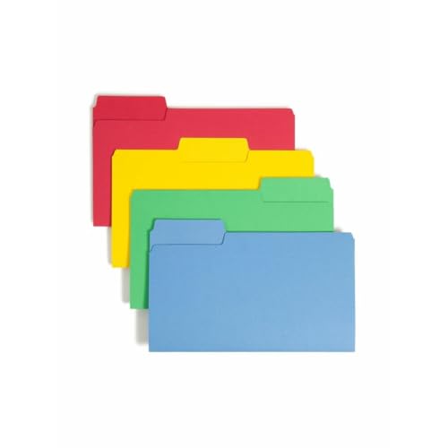 Smead SuperTab Heavyweight File Folder, Oversized 1/3-Cut Tab, Legal Size, Assorted Primary Colors, 50 Per Box (15410)