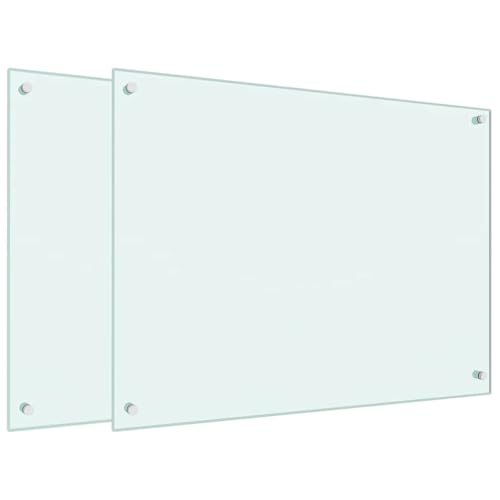 vidaXL Küchenrückwände 2 STK. Weiß 80x60 cm Hartglas, Rückwand, Rückwand für Küche, Rückwand aus Glas, Rückwände, Spritzschutz, küchenrückwand fliese