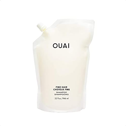 OUAI 파인 샴푸 리필 | 케라틴 비오틴과 치아씨드 오일을 강화하여 가는 모발을 한 단계 더 강화 | 깨끗한 탄력과 볼륨감 | 파라벤 황산염 및 프탈레이트 무함유(946ML)