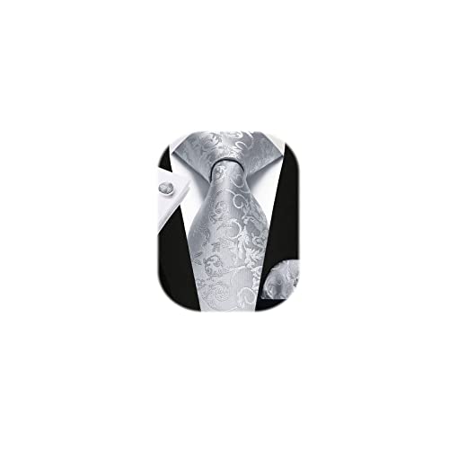 Image of Enlision Mens Ties Solid Color Satin Necktie Ties for men Handkerchief Cufflinks Pocket Squares for Wedding