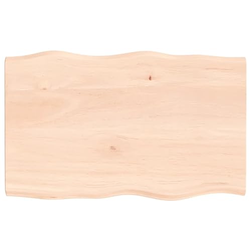 Homgoday Tischplatte Ersatztischplatte Schreibtischplatte Holzplatte Tischplatte Ersatztei für Esstisch Couchtisch Gartentisch 80x50x2 cm Massivholz Eiche Unbehandelt Baumkante