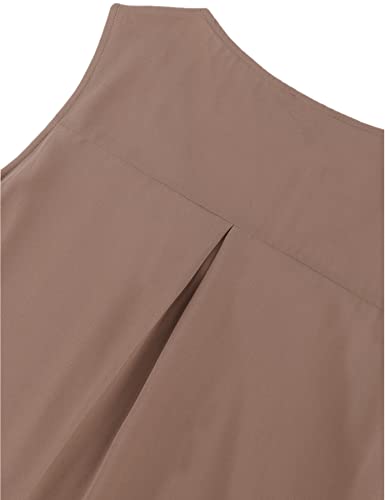 Timeson Womens Tunic Tops For Leggings,Sleeveless Blouses For Women Casual Work Junior Summer Flowy Chiffon Tanks Tops Office Wear Ladies Formal Blouse Long Shirts Rose Brown Large #TOP4