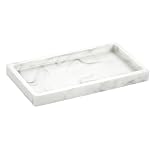 2 vassoi effetto marmo, bianco, 19,6 x 10,2 x 1,8 cm, vassoio rettangolare decorativo per saponi, dispenser per gioielli, lavandino, profumo, vassoio per candele, lavello da cucina