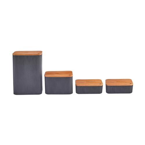 Karaca Massimo Set de 4 boîtes à provisions/réservoirs Anthracite- Récipients de conservation pratiques en plastique sans BPA pour une cuisine organisée et hygiénique