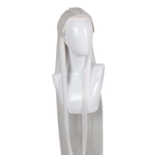 Chinese Ancient Hanfu Wig Knight Swordmen Confucius Pai Mei Kung Fu Master Costume Accessory Halloween Extra Long Hairpiece Hair (23-White) - Image 2