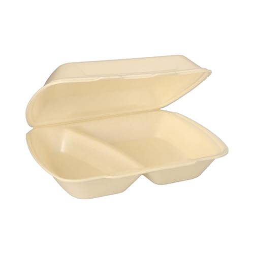 Starpak 200 Menüboxen mit Klappdeckel, XPS 2-geteilt 7,5 cm x 24,3 cm x 20,8 cm Creme