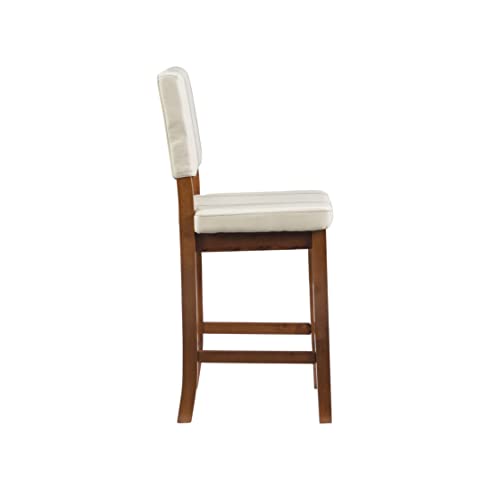 Linon Milano Counter Stool, 18”W X 19”Dx 38”H, Medium Cream/Dark Walnut #TOP4
