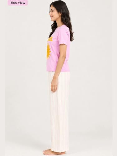 Image of Marks & Spencer Women's Pure Cotton Pyjama Set with Woven Bottoms