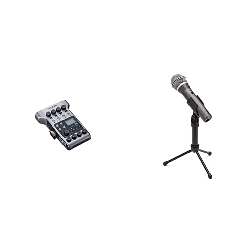 Zoom P4 PodTrack – Audio-Schnittstelle und tragbarer Recorder für Podcast & Samson Q2U Aufnahme- und Podcasting-Paket - Dynamisches USB/XLR-Mikrofon mit Zubehör