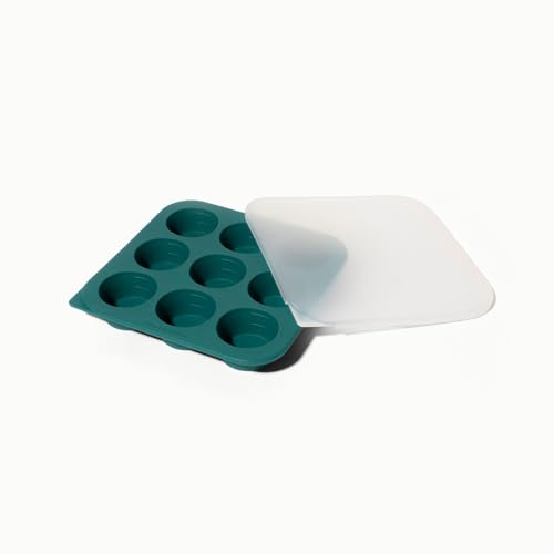 Image of Anyday 2-Tbsp Silicone Freezer Tray with Silicone Lid for Sauces, Purees, Garlic, Herbs, Tomato Paste | Plastic-Free Freezer Molds | 1 Oz Meal Prep Ice Cube Tray Reusable