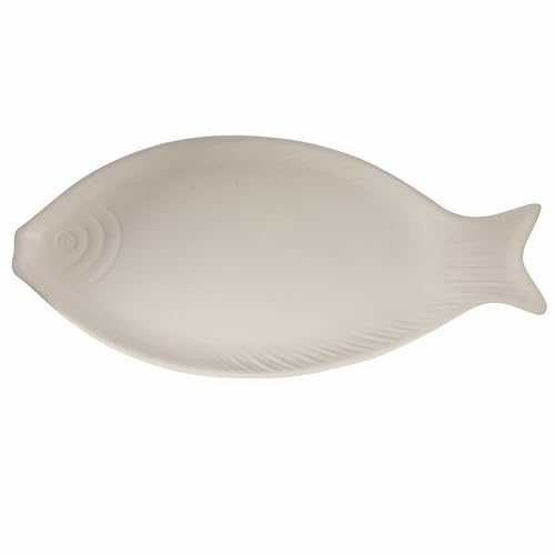 Piatto ovale da portata in ceramica 37x15,3 cm, stile coastal, bianco, Kos
