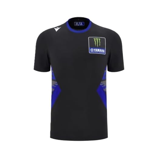 Macron Camiseta Fan Gear Hombre Monster Energy Yamaha Moto GP, Negro/Azul, L