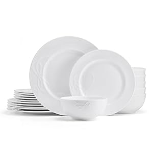 Mikasa Love Story White Chip Resistant 18 Piece Dinnerware Set, Service for 6