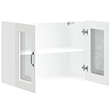 vidaXL Kalmar White Kitchen Wall Cabinet - Engineered Wood & Glass with Ample Storage and Concealed Door | 80x31x60 cm - Image 6