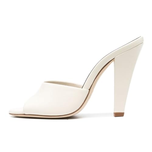 Pazzion Women Fashion Open Toe High Heeled Slides Sandals Chunky Heels Slip On Slippers Shopping Daily Dress Shoes Size 4-16 US2