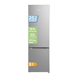 Comfee' RCB268LS2EU(E) Frigorífico Combinado, 262L, Gran Capacidad, Low Frost, Altura 177,3 cm, Bajo nivel de ruido 39 dB, Luz LED, Temperatura Regulable, Acero Inoxidable