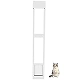 Cat Dog Door for Sliding Glass Door - Adjustable Height 76.38' to 81.1' Ideal Pet Access Solution for Homes-Black
