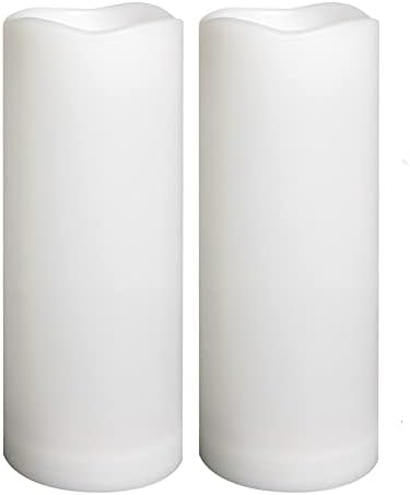 Outdoor Waterproof Flameless LED Pillar Candles with Timer Battery Operated Plastic Large Decorative Electric Candle Lights for Halloween Christmas Wedding Party Centerpiece Decoration 2 Pack 3"x8"