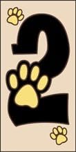 Earthtones 3" x 6" Ceramic Tile Address House Number Tile Puppy Paws #2 Two Sand/Beige Background