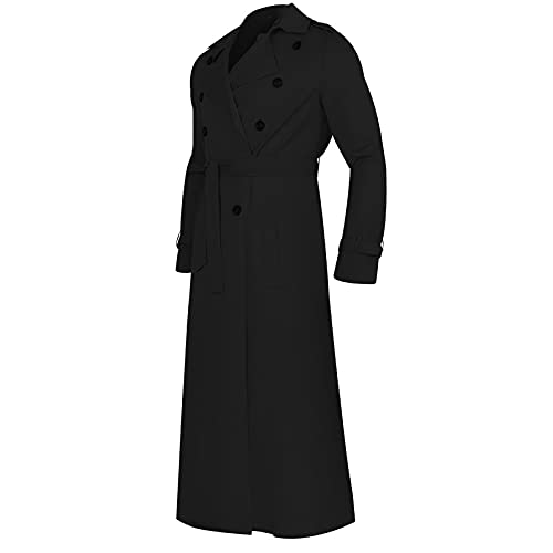 Mens Trench Coat Double Breasted Casual Slim fit Windbreaker Long Jacket Overcoat Solid Lightweight Going Out Tops3
