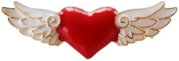 Heart Wing Enamel Metal Lapel Clip Brooch for Clothing, Red & White image 2